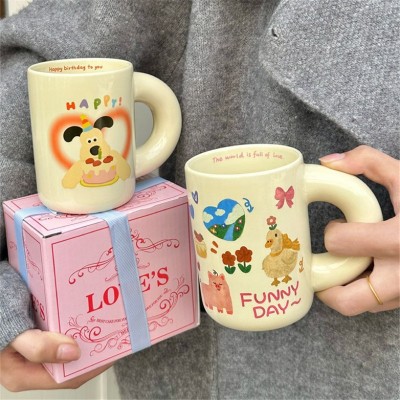 礼盒装原创可爱涂鸦卡通小熊杯子陶瓷杯马克杯少女心水杯生日礼物  2个起批图2