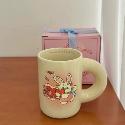 礼盒装原创可爱涂鸦卡通小熊杯子陶瓷杯马克杯少女心水杯生日礼物  2个起批图3