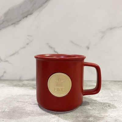 直筒铜片杯家用待客陶瓷水杯子简约咖啡杯定 制马克杯 可印制LOGO  2个起批图4