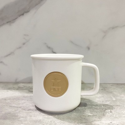 直筒铜片杯家用待客陶瓷水杯子简约咖啡杯定 制马克杯 可印制LOGO  2个起批图2