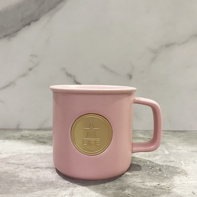 直筒铜片杯家用待客陶瓷水杯子简约咖啡杯定 制马克杯 可印制LOGO  2个起批图3