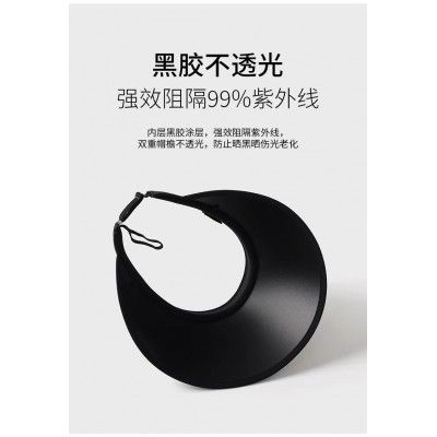 空顶草编帽子女夏季草帽遮阳大帽檐骑车防晒帽防紫外线遮脸太阳帽  2顶起批图3