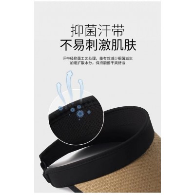 空顶草编帽子女夏季草帽遮阳大帽檐骑车防晒帽防紫外线遮脸太阳帽  2顶起批图2