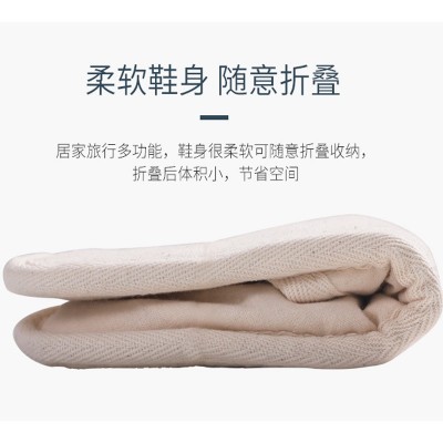 旅行便携式折叠拖鞋 男女居家包头棉花填充棕榈鞋底软拖鞋可机洗  10双图4