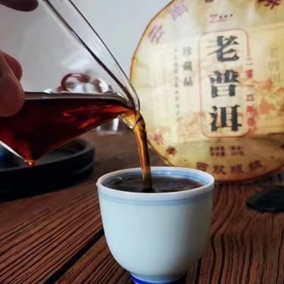 批发云南茶叶普洱茶勐海熟茶饼老普洱七子饼茶金芽饼357g普洱茶2件起批图4