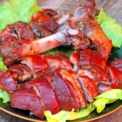 脱骨猪肘子蹄髈肉食熟食即食真空五香咸肉红烧东坡肉卤味零食整只 2件起批图3