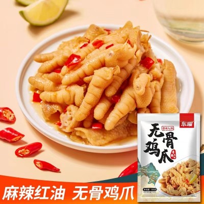东曜酸辣无骨鸡爪批发300g柠檬蒜香香辣凤爪网红零食小吃开袋即食图3