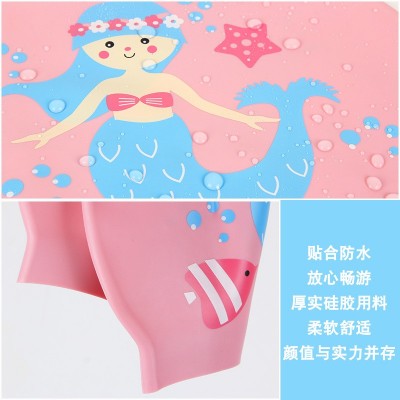 佑游儿童硅胶游泳帽男童女童长发防水护耳不勒头可爱泳帽游泳装备  2个图3