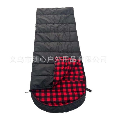 跨境户外用品露营全棉衬里棉质法兰绒高端加宽成人保暖睡袋  1件起售图4