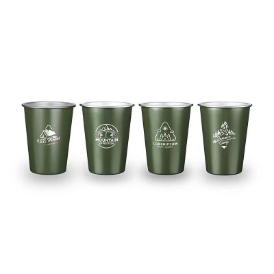 户外露营便携304食用级不锈钢水杯套装茶酒咖啡折叠宽口杯子4件套  2套图5