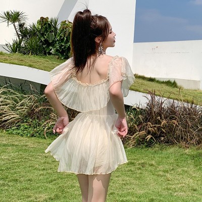 泳衣女仙女范韩国ins 保守连体网红超仙泳装大码温泉性感遮肚显瘦  2件图3