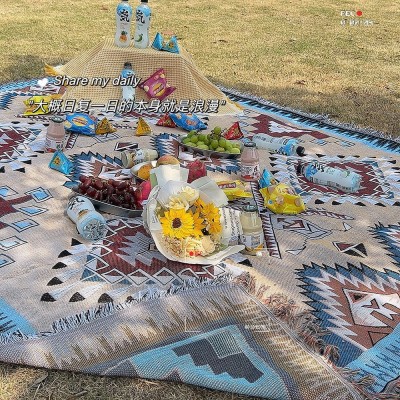 户外民族风沙发毯盖毯复古装饰毯桌布毯野餐垫波西米亚拍照神器  1件图4