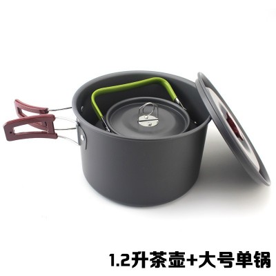 户外装备特大号单人套锅 铝合金氧化锅具 野外用品炊具单锅大小  2个图3