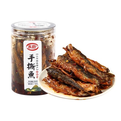 湖南手撕鱼干烟熏香辣火焙手撕鱼仔休闲麻辣素食干货香辣手撕208g2瓶图5