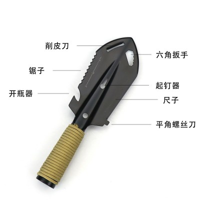 不锈钢多功能工兵铲户外野营便捷求生装备自驾游车载小手铲园林铲2件图4