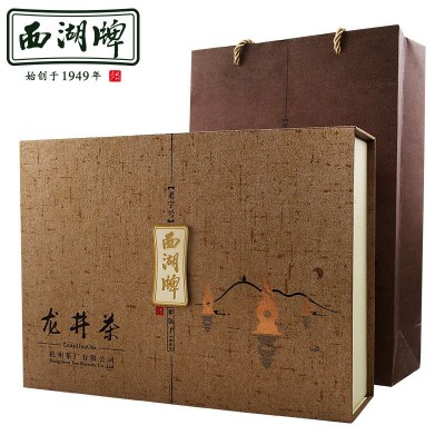 西湖牌明前特级龙井茶叶高档茶叶礼盒装绿茶春茶礼袋  5盒图4