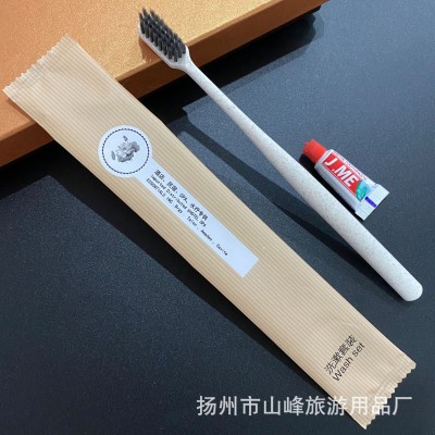酒店宾馆牙刷一次性牙刷牙膏套装民宿牙刷麦秸秆软毛旅行牙刷批发500套图3