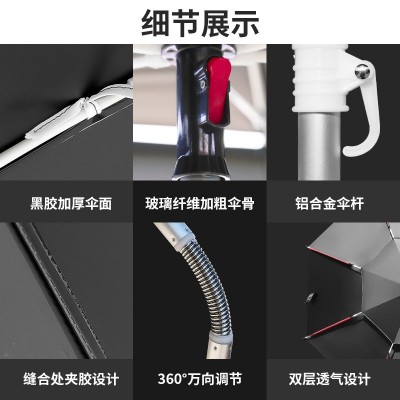 一件代发工厂直接销售钓鱼伞大钓伞万向可调节加厚黑胶双层渔具1个图2