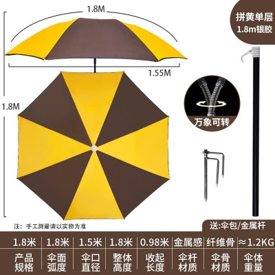 1.8米黑胶钓鱼伞渔具伞大钓伞万向广告伞加厚防晒遮阳伞垂钓雨伞2把图5