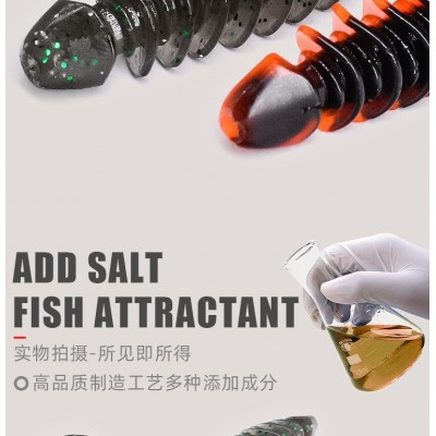 LUREPEAK反向螺纹螺旋t尾软饵软虫浮水扰流铅头钩鲈鳜鱼路亚假饵  5袋图4