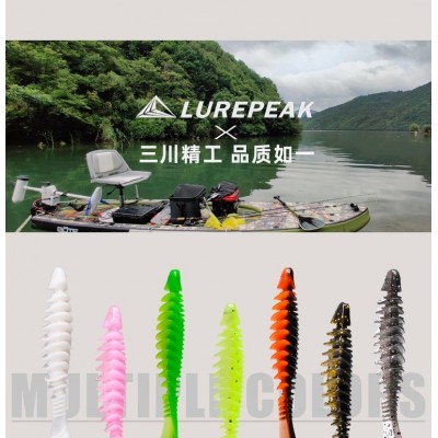 LUREPEAK反向螺纹螺旋t尾软饵软虫浮水扰流铅头钩鲈鳜鱼路亚假饵  5袋图3