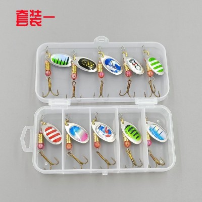 10pcs绑羽毛复合旋转金属亮片路亚饵套装 spinner 手摇片仿生假饵  2套图3
