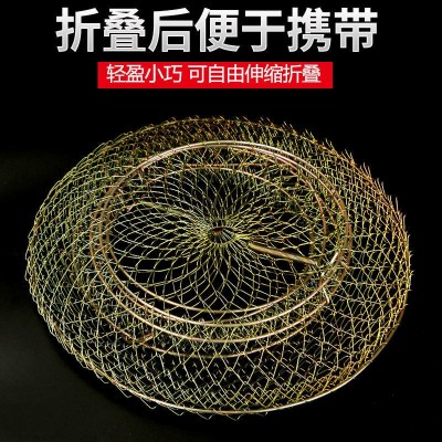 钢丝鱼护折叠鱼篓网兜渔护渔网装鱼金属不锈钢铁丝鱼笼编织铁鱼户  5个图3