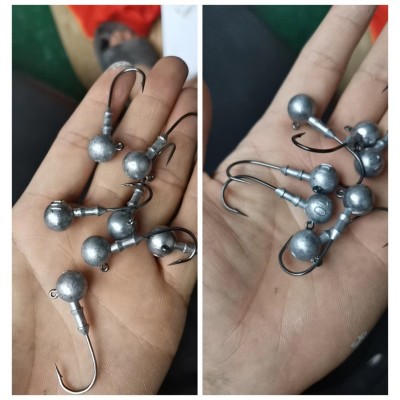 铅头钩 批发足克原色铅头钩软饵T尾卷尾根钓微物钩淡水海钓鳜鱼  2个图3