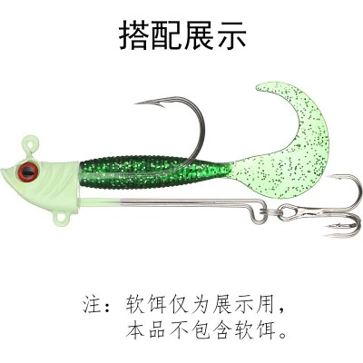 3枚装 夜光鱼头型血槽铅头钩双钩 路亚软饵钩鲈鱼翘嘴海鲈鳜鱼钩  2包图3