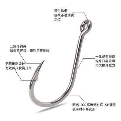 金蝶三角牙管付千又一代歪嘴有倒刺带圈日本鱼钩银灰色  2袋图3
