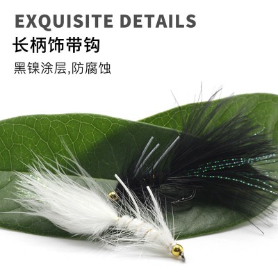 武力八哥飞蝇钩 铜头饰带飞蝇鲈鱼翘嘴鳟鱼鲑鱼通杀毛钩仿生饵  2个图3