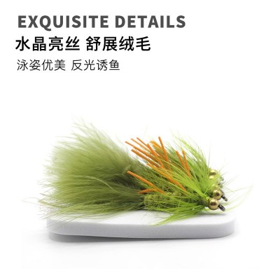 武力八哥飞蝇钩 铜头饰带飞蝇鲈鱼翘嘴鳟鱼鲑鱼通杀毛钩仿生饵  2个图5