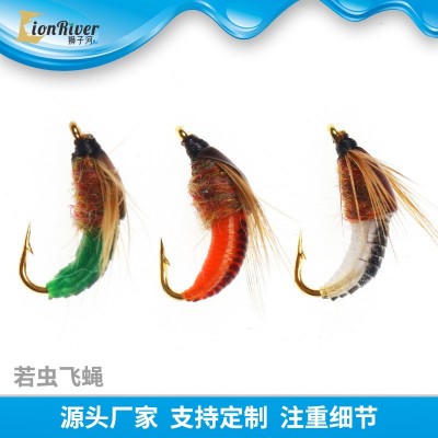 石蚕蛾若虫钩飞蝇钩毛钩路亚仿生饵 鳟鱼马口淡水悬浮层底层通杀  20个图2