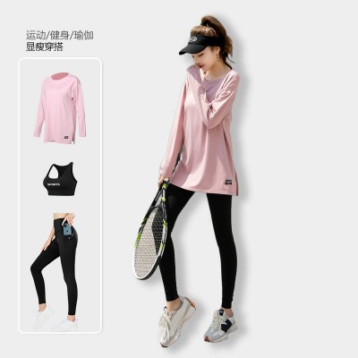 2023秋冬季胖妹宽松大码运动服女三件套装休闲百搭瑜伽跑步健身服2套图3
