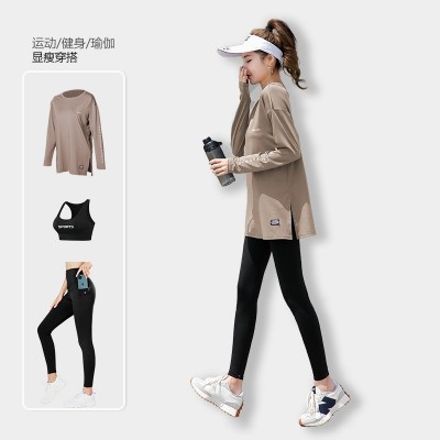 2023秋冬季胖妹宽松大码运动服女三件套装休闲百搭瑜伽跑步健身服2套图4