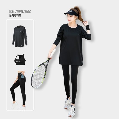 2023秋冬季胖妹宽松大码运动服女三件套装休闲百搭瑜伽跑步健身服2套图2