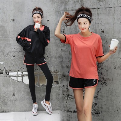 春季新款瑜伽服厂家批发大码宽松四五件套健身房运动跑步健身服女2套图4