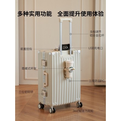 新款多功能行李箱女学生ins网红密码箱20男登机拉杆箱铝框旅行箱  2个图4