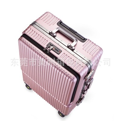 前开盖电脑行李箱女机长商务静音登机拉杆铝框旅行箱男2024寸  2个图5