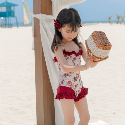 2021新款亲子泳衣母女 连体女童洋气甜美可爱温泉沙滩度假游泳装2件图4