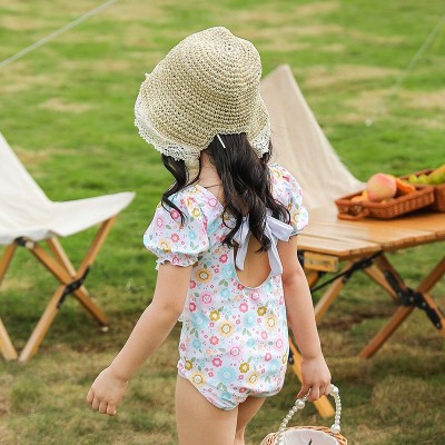 新款儿童泳衣连体女童新款婴幼儿宝宝公主可爱泡泡袖温泉小童泳衣2件图4