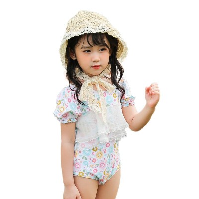 新款儿童泳衣连体女童新款婴幼儿宝宝公主可爱泡泡袖温泉小童泳衣2件图5