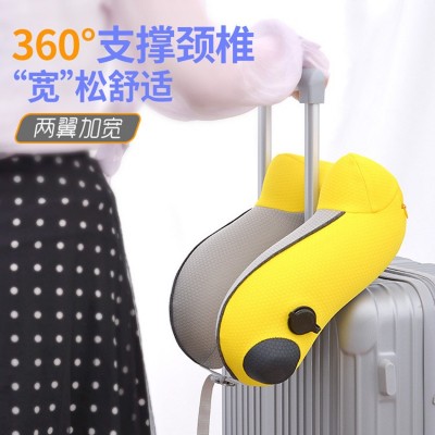 充气u型枕旅行护颈枕按压自动旅行枕成人飞机u形颈椎枕头午睡跨境2个图2