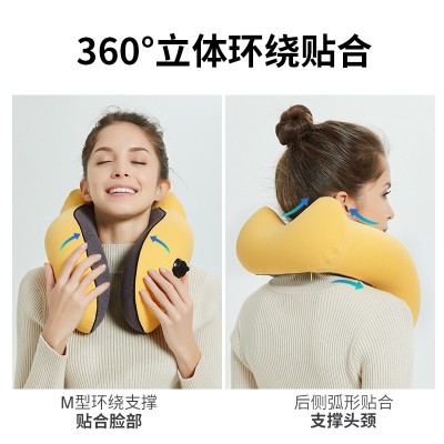 充气u型枕旅行护颈枕按压自动旅行枕成人飞机u形颈椎枕头午睡跨境2个图4