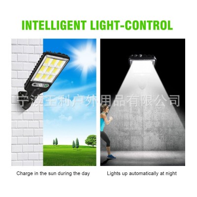 跨境新款户外LED太阳能壁灯人体感应庭院灯 家用墙壁照明遥控路灯1只图2
