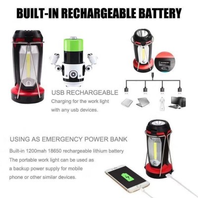 户外多功能LED工具灯COB手电筒USB充电挂钩汽车检修工作灯野营灯2个图4