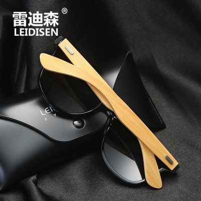 雷迪森 环保个性毛竹腿偏光太阳镜手工制造 复古米钉墨镜眼镜1501  2副图3