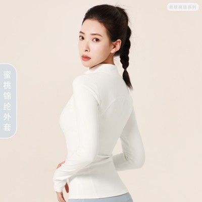 裸感瑜伽服运动外套女修身锦纶立领紧身夹克上衣跑步健身服  1件图3