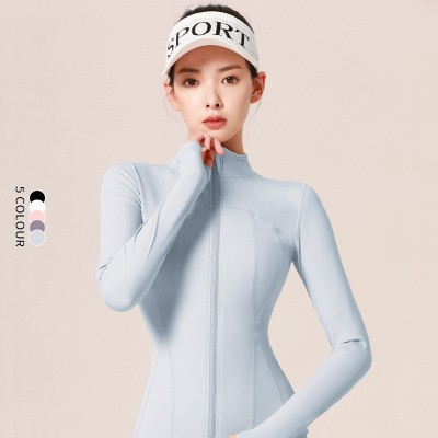 裸感瑜伽服运动外套女修身锦纶立领紧身夹克上衣跑步健身服  1件图2