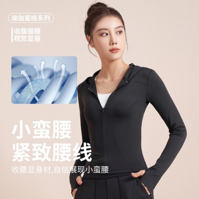秋冬新款连帽瑜伽外套女修身显瘦防风跑步骑行运动休闲健身外套  2套图2
